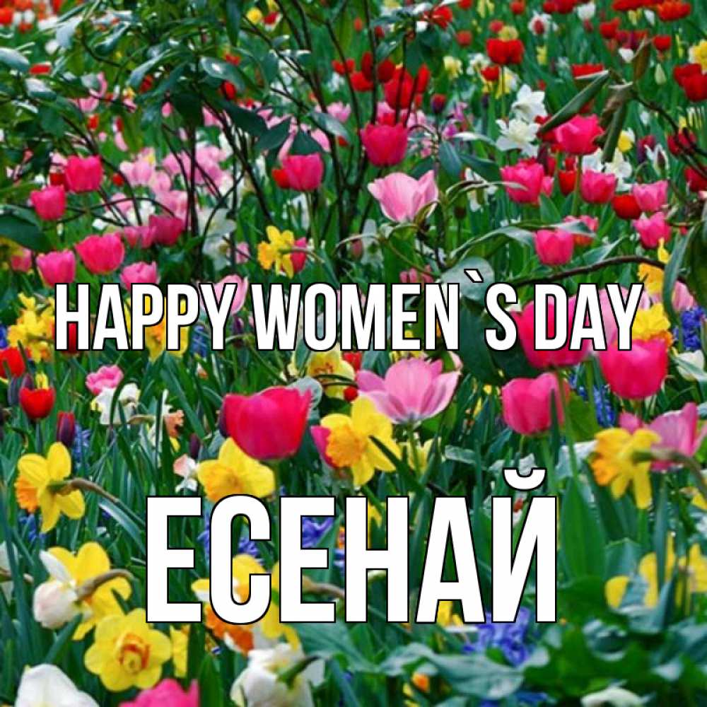 Greetings card с именем, Есенай happy women`s day с международным женским днем поздравления для женщины Greetings with text for free download 